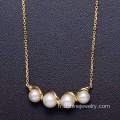 18 k chaine dorée naturelle d’eau douce véritable collier de perles